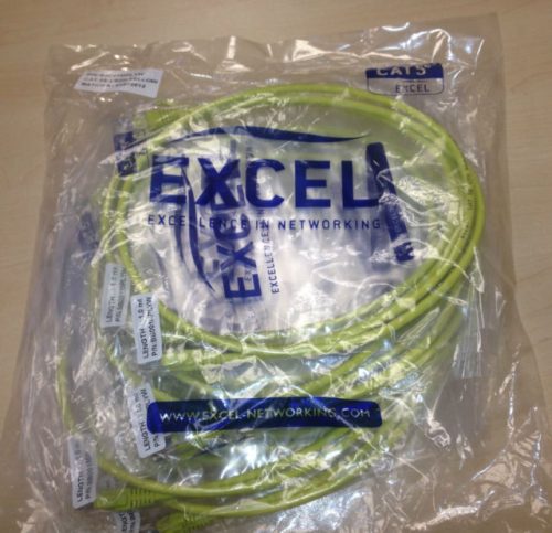 excel 2 meter cat5e patch leads yellow
